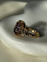 Load image into Gallery viewer, Victorian Purple Spinel 18k Gold Ring w/ Rose Cut Diamonds &amp; Emeralds Size 6.5

