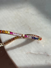 Load image into Gallery viewer, Colorful Gold Vermeil Tennis Bracelet 7.5”
