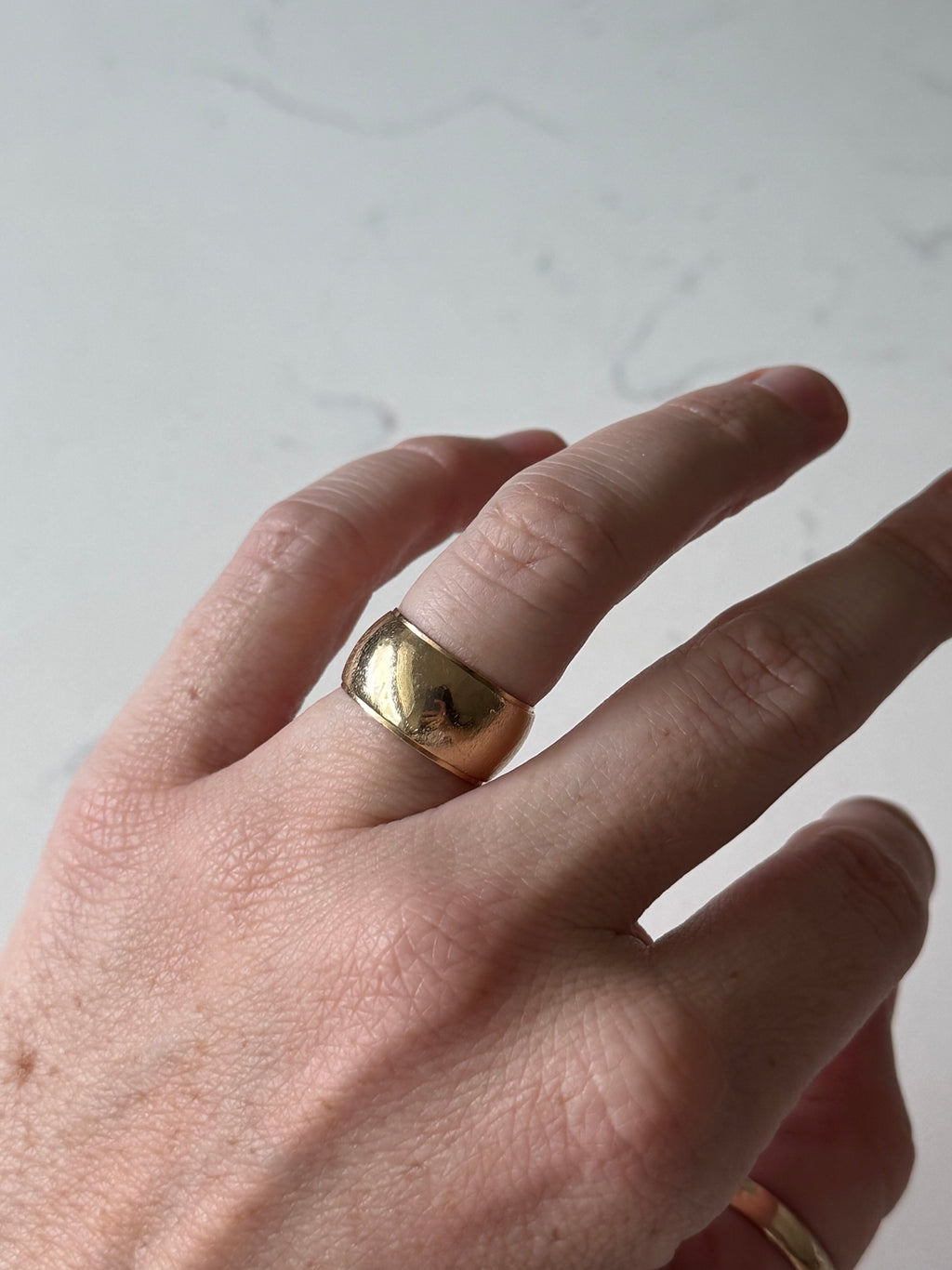 Vintage Solid 14k Gold Cigar Band Diamond Ring Size 5.5
