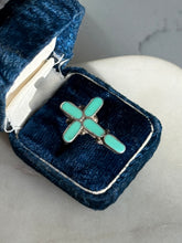 Load image into Gallery viewer, Turquoise Inlay Sterling Silver Cross Ring Size 5.25
