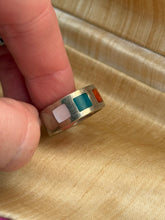 Load image into Gallery viewer, Multistone Inlay Solid Sterling Silver Ring Size 8
