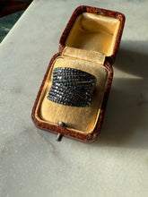 Load image into Gallery viewer, Blue Diamond Sterling Silver Wide Ring Size 6.25
