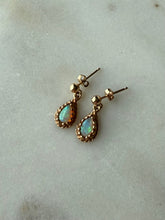 Load image into Gallery viewer, Vintage 14k Yellow Gold Opal Earrings

