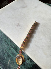 Load image into Gallery viewer, Vintage Elgin Pink Studded Gold Tone Ladies Wrist Watch 7.75”
