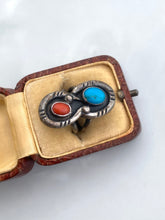 Load image into Gallery viewer, Turquoise &amp; Coral Sterling Silver Ring
