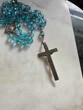 Load image into Gallery viewer, Vintage Blue Bead Sterling Silver Rosary 26”
