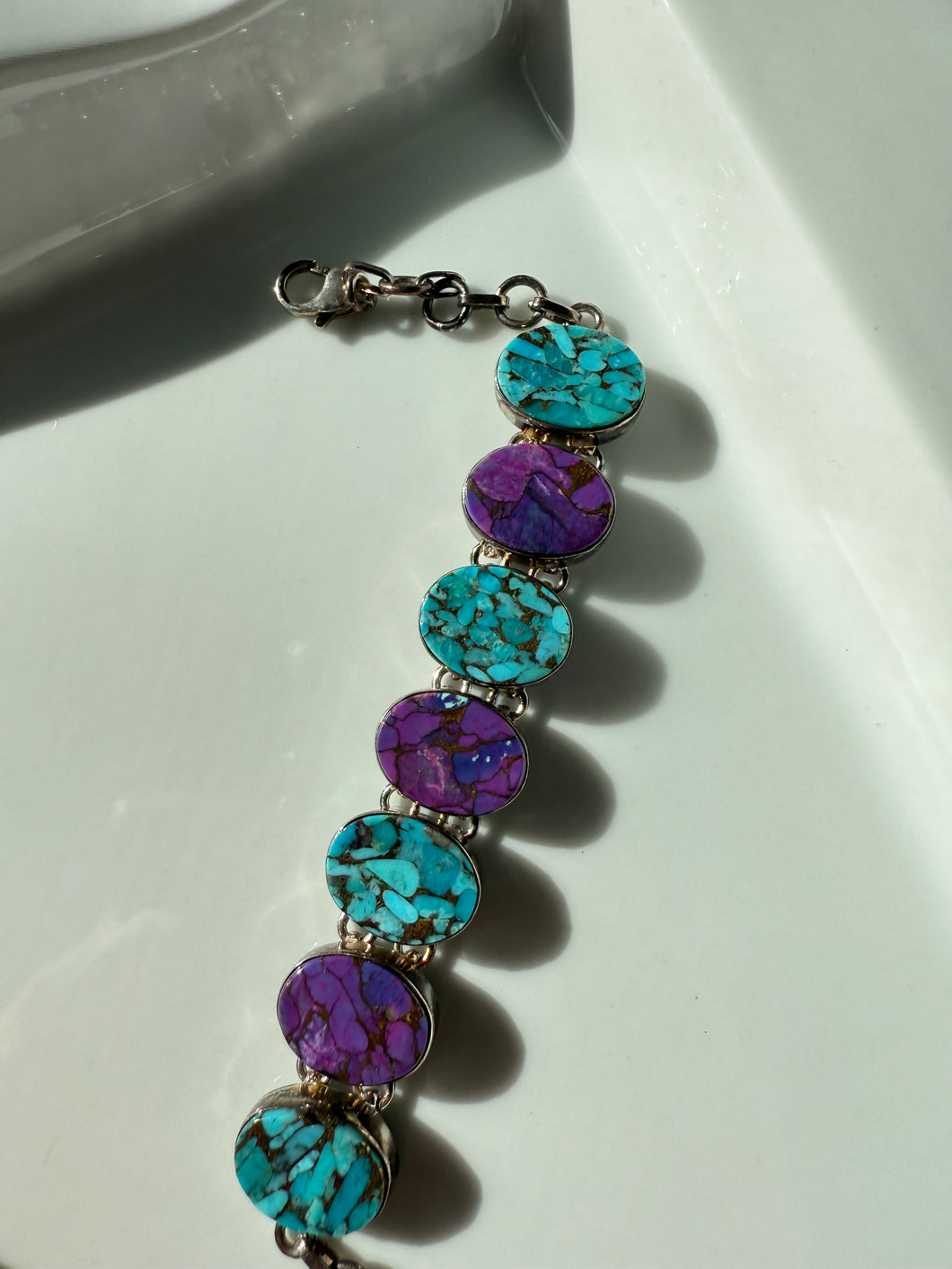 Chunky Sterling Silver Turquoise Bracelet