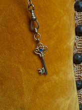 Load image into Gallery viewer, Vintage Blue Enamel 18k Yellow Gold Key Pendant

