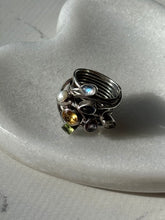 Load image into Gallery viewer, Multistone Chunky Sterling Silver Ring Size 6.5

