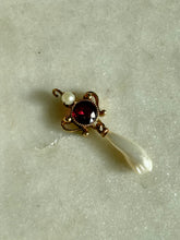 Load image into Gallery viewer, Antique 14k Rosey Gold Garnet &amp; Pearl Charm

