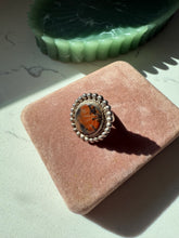 Load image into Gallery viewer, Vintage Petrified Wood Sterling Silver Ring Size 7
