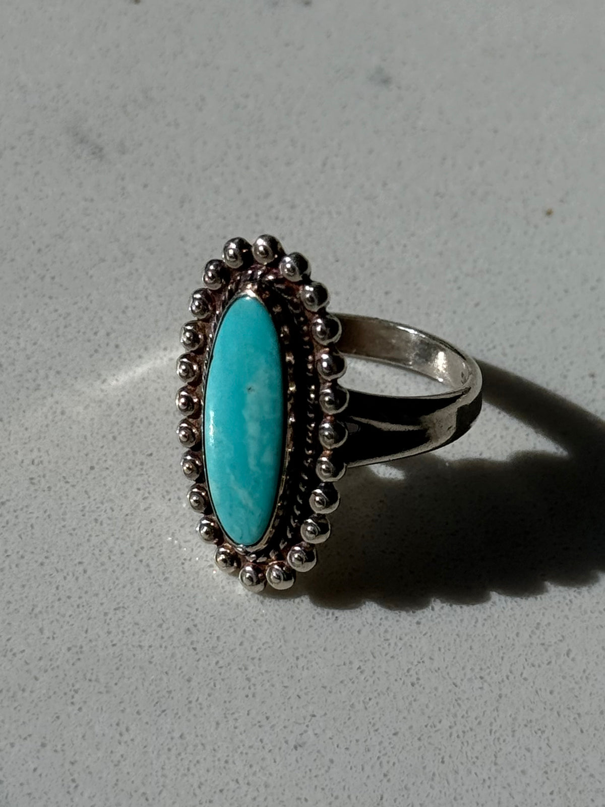 Vintage Turquoise Sterling Silver Ring Size 6.75