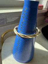 Load image into Gallery viewer, Italian Two-Tone Sterling Silver Gold Vermeil Hinged Bangle Bracelet
