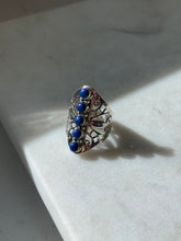 Load image into Gallery viewer, Vintage Lapis Sterling Silver Ring Size 7.5
