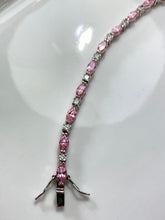 Load image into Gallery viewer, Pink CZ Sterling Silver Tennis Bracelet
