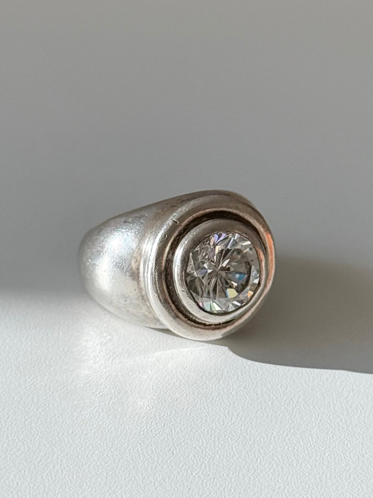Chunky Quartz Sterling Silver Ring Size 6.5