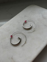 Load image into Gallery viewer, Pink Cats Eye Sterling Swirl Earrings
