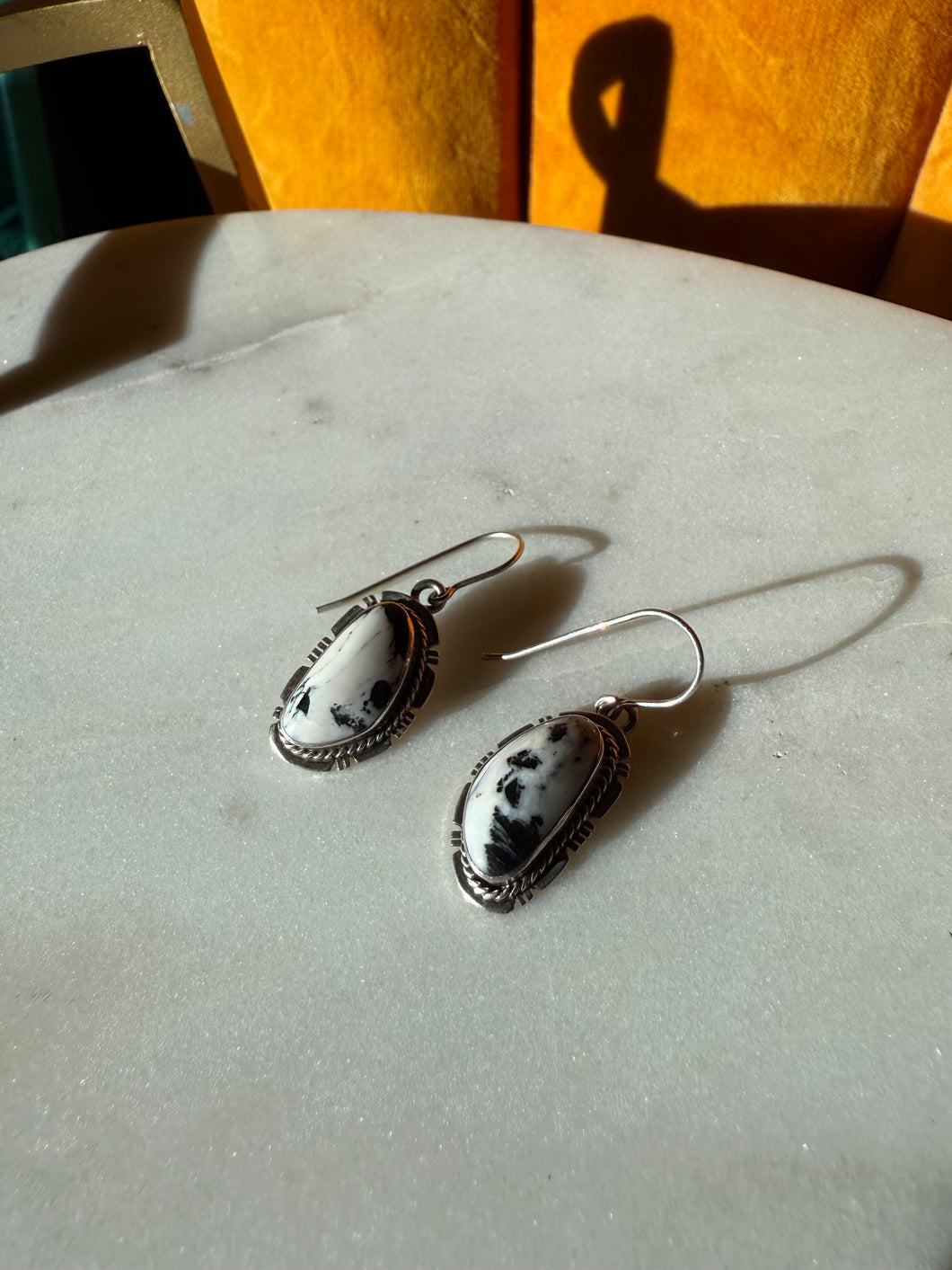 Howlite Sterling Silver Dangle Earrings