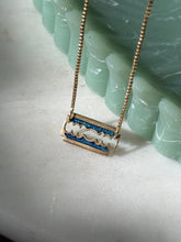 Load image into Gallery viewer, Blue Enamel 18k Yellow Gold Razor Blade Necklace 16.5”
