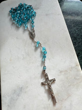 Load image into Gallery viewer, Vintage Blue Bead Sterling Silver Rosary 26”
