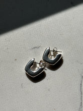 Load image into Gallery viewer, Rounded Square Sterling Silver Hoop Earrings
