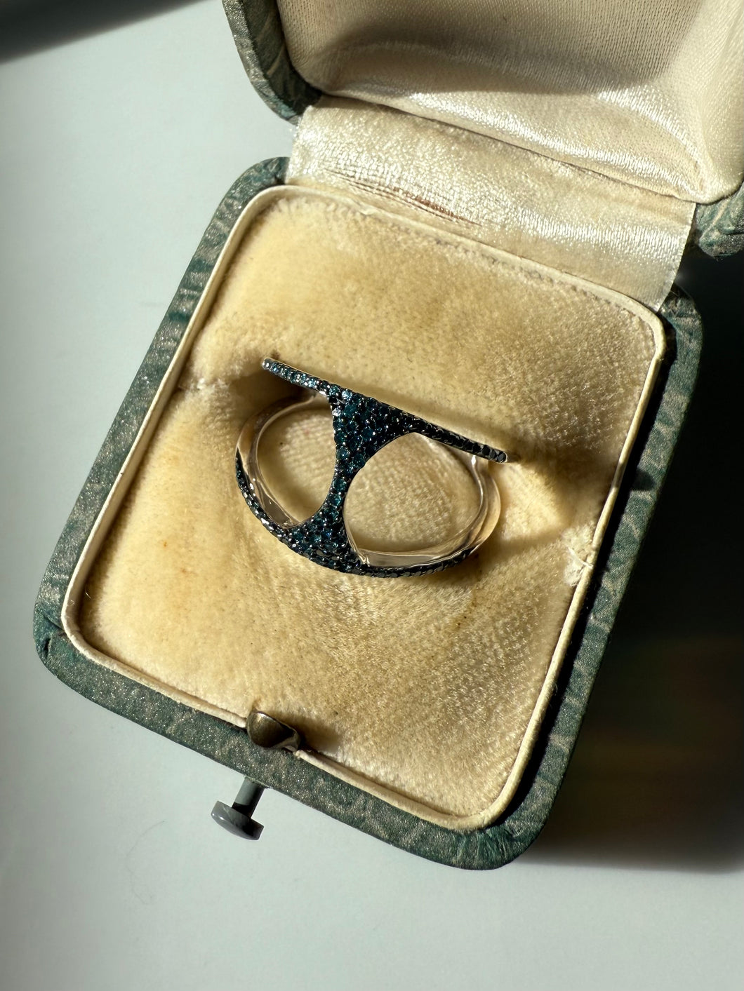 Blue Diamond Sterling Silver Ring Size 8.5