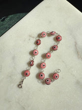 Load image into Gallery viewer, Pink Evil Eye Protection Sterling Silver Bracelet

