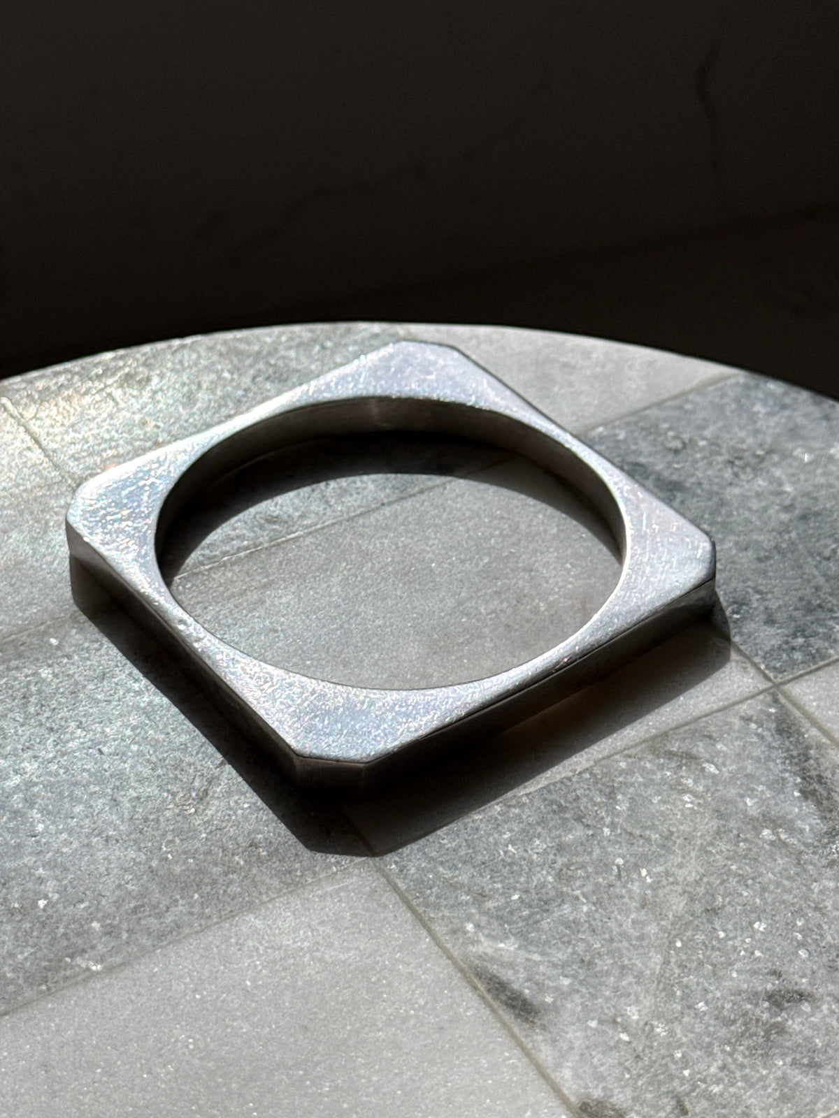 Mexico Sterling Silver Solid Square Bangle Bracelet