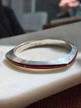 Load image into Gallery viewer, Mexico Vintage Red Inlay Sterling Silver Bangle Bracelet
