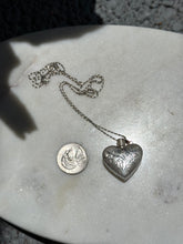 Load image into Gallery viewer, Etched Heart Sterling Silver Necklace 24”
