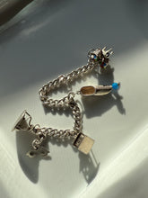 Load image into Gallery viewer, Chunky 900 Silver Vintage Charm Bracelet 7.25”
