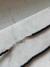 Load image into Gallery viewer, Vintage Black Onyx Bead Sterling Silver Necklace 18”
