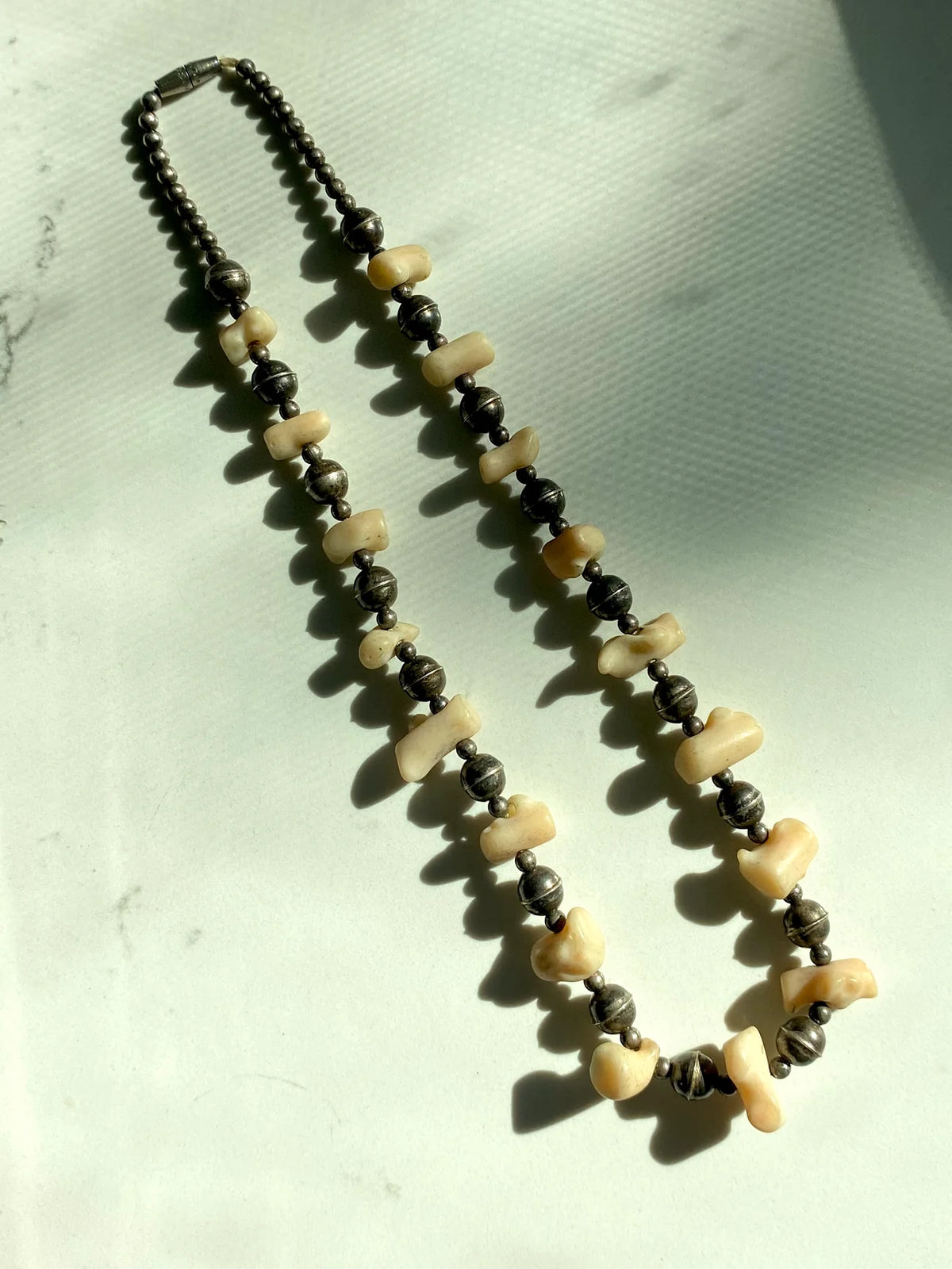 Vintage Navajo Sterling Silver Coral Necklace