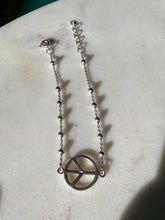 Load image into Gallery viewer, Peace Sign Sterling Silver Bracelet 7.5”
