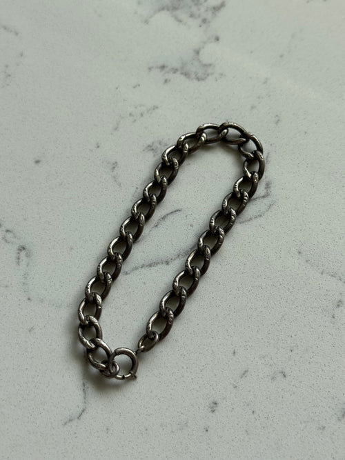 Antique Curb Link Sterling Bracelet 7.5”
