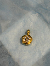 Load image into Gallery viewer, Puffy Blue &amp; White Flower 18k Gold Charm
