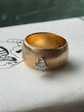 Load image into Gallery viewer, Vintage Solid 14k Gold Cigar Band Diamond Ring Size 5.5

