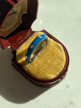Load image into Gallery viewer, Blue Enamel CZ Sterling Silver Band
