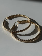 Load image into Gallery viewer, Textured 14k Yellow Gold Large Hoops 2.20”
