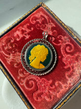 Load image into Gallery viewer, Vintage Quarter Ounce Fine Silver Enamel Cameo Pendant
