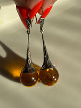 Load image into Gallery viewer, Natural Baltic Amber Vintage Sterling Silver Teardrop Earrings
