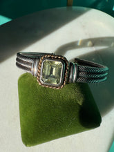 Load image into Gallery viewer, Yellow Spinel Sterling Silver &amp; 14k Gold Cable Cuff Bracelet 7”
