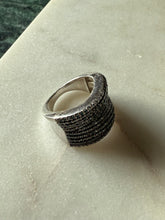 Load image into Gallery viewer, Blue Diamond Sterling Silver Wide Ring Size 6.25
