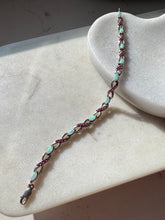 Load image into Gallery viewer, Simulated Opal &amp; Synthetic Pink Sapphire Sterling Silver Bracelet 7.5”
