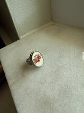 Load image into Gallery viewer, Sterling Pink Rose Tile Ring Size 6
