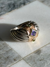Load image into Gallery viewer, Princess Cut Amethyst &amp; Cabochon Peridot Size 6
