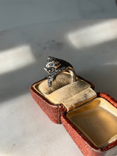 Load image into Gallery viewer, Vintage Blue Sapphire Sterling Silver Panther Ring Size 8.5
