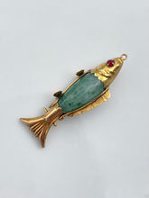 Load image into Gallery viewer, Antique 14k Gold Aventurine Articulated Fish
