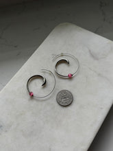Load image into Gallery viewer, Pink Cats Eye Sterling Swirl Earrings
