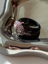 Load image into Gallery viewer, Black Onyx Sterling Silver Ruby Ring Size 7
